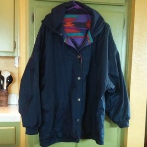 Cute!🌟VINTAGE🌟Hooded REVERSIBLE Wind/Rain Jacket